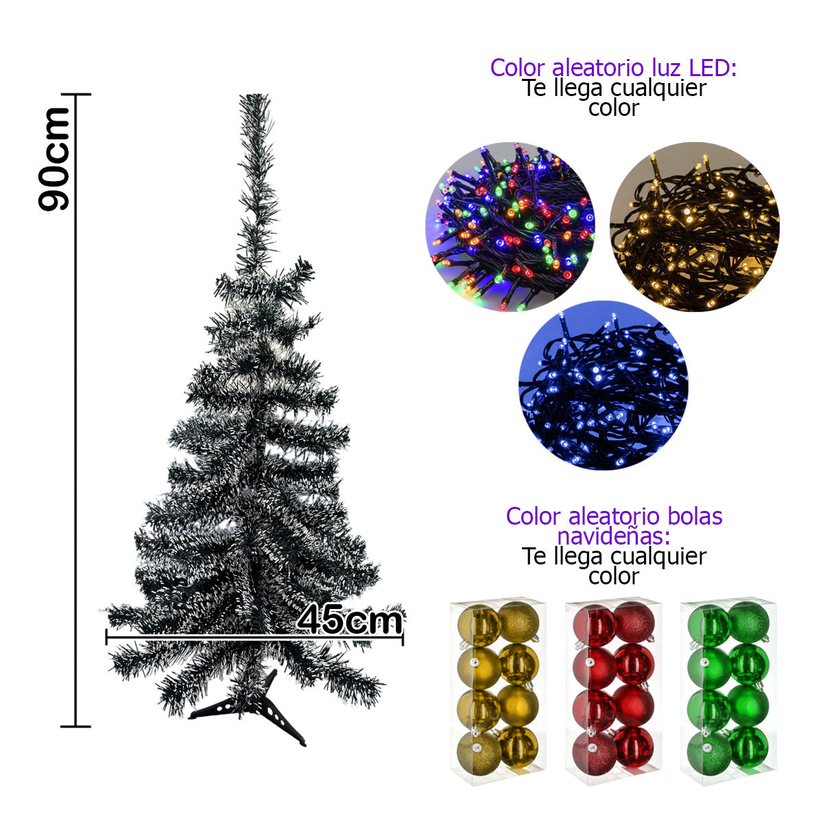 Árbol Navidad Nevado 90cm Combo